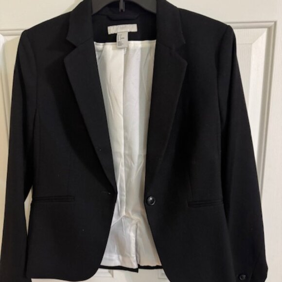 H&M Jackets & Blazers - H&M Single-Breasted Fitted Notched Lapel White Lining Black Blazer Sz 8